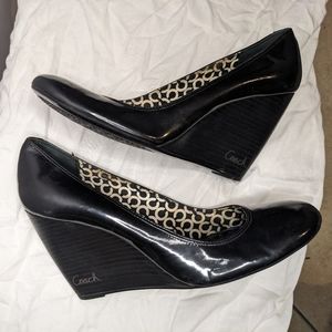 Coach Dorelle patent wedge heels